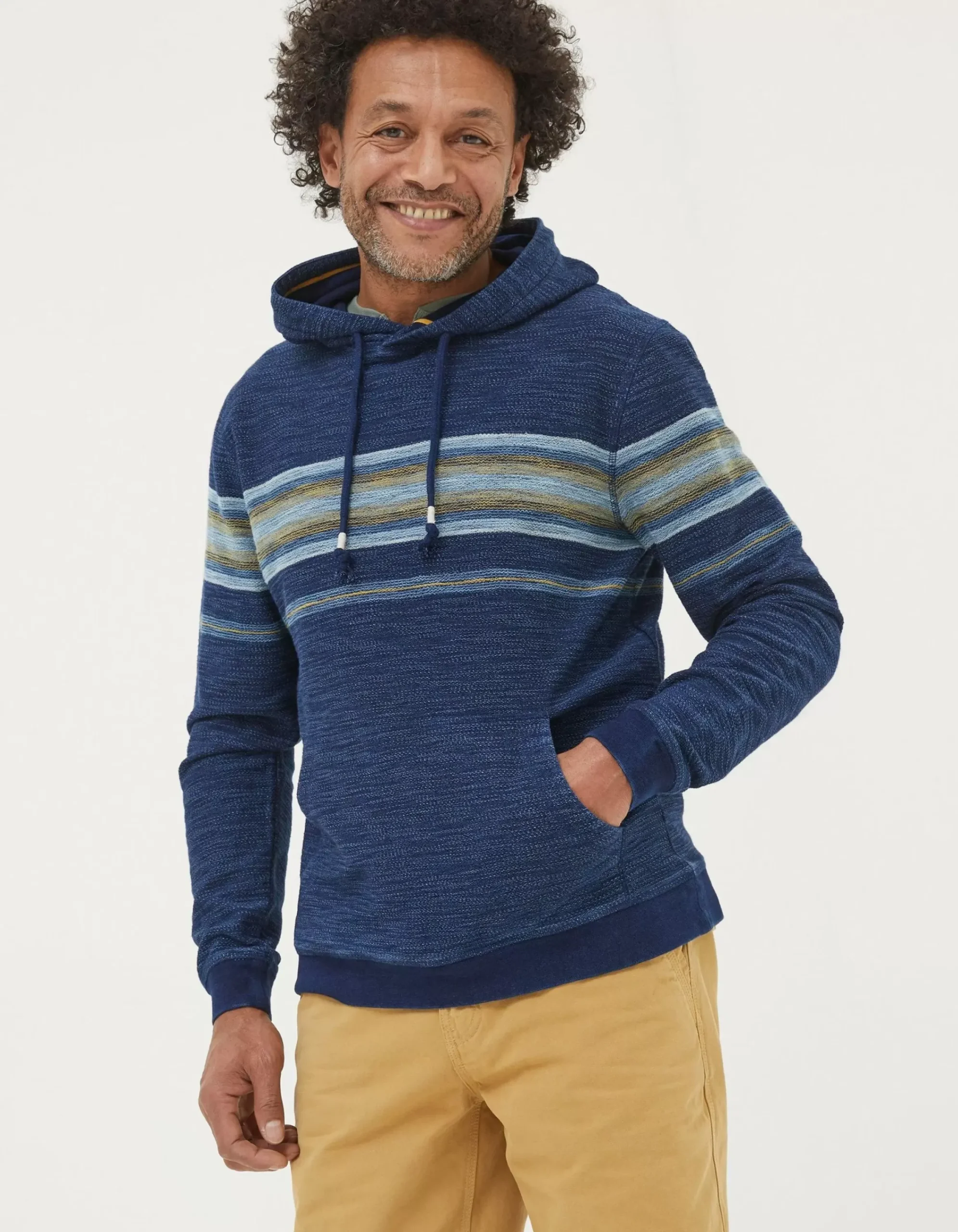 FatFace Trescowe Indigo Stripe Hoodie Indigo Blue