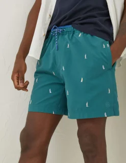 FatFace Trevose Boat Swim Shorts Teal Green Online