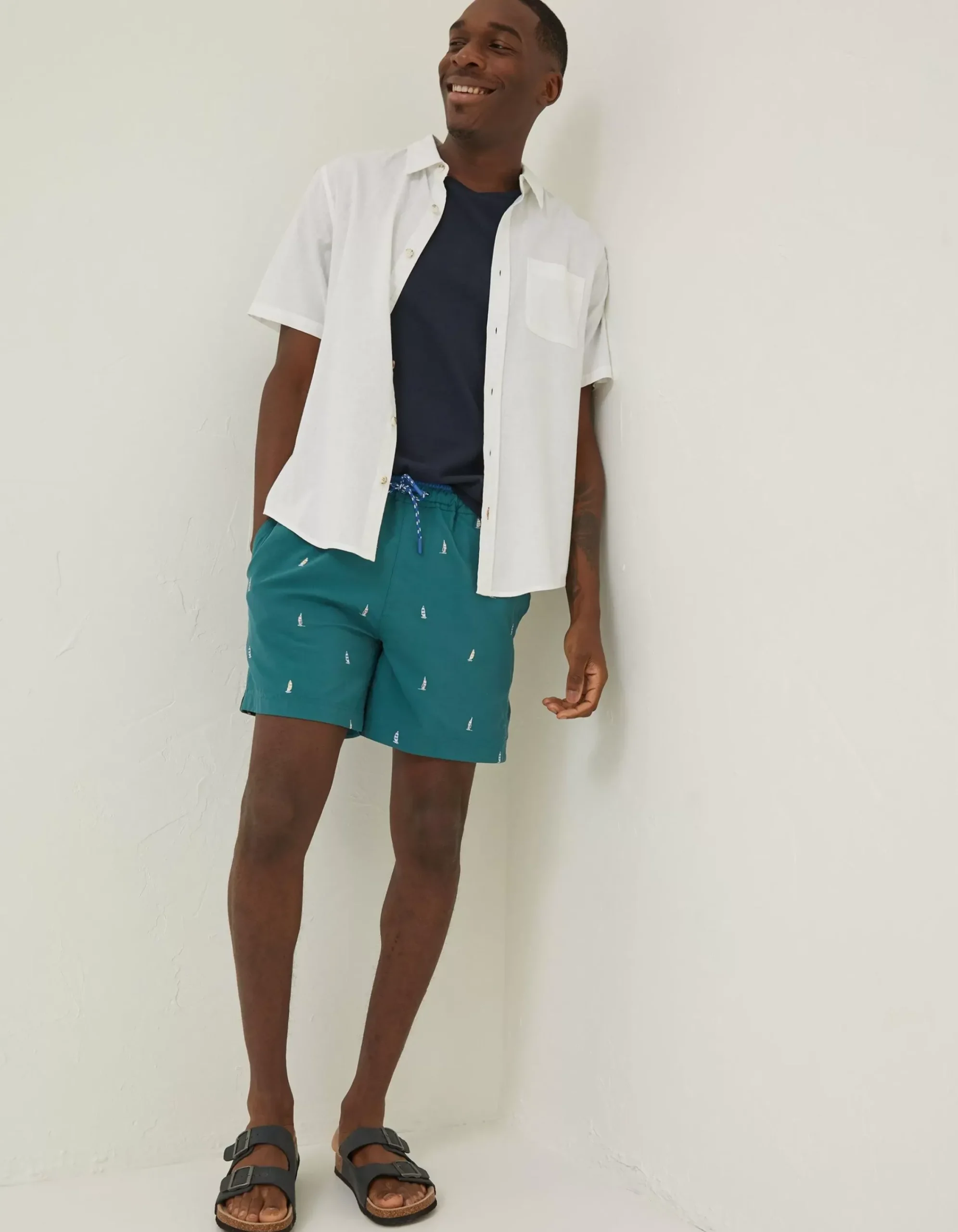 FatFace Trevose Boat Swim Shorts Teal Green Online