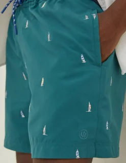 FatFace Trevose Boat Swim Shorts Teal Green Online