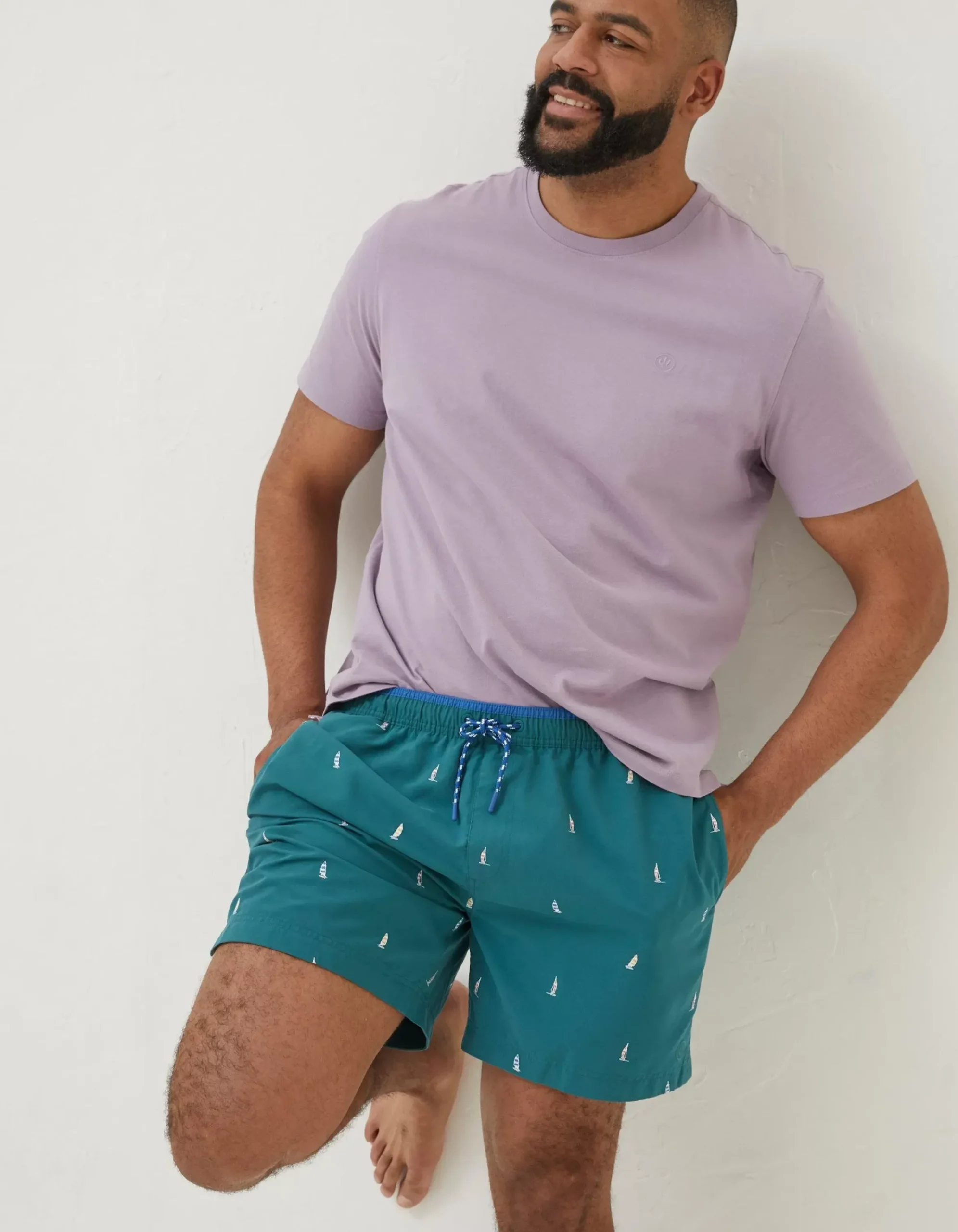 FatFace Trevose Boat Swim Shorts Teal Green Online