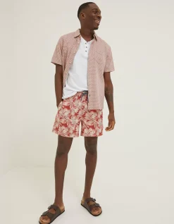 FatFace Trevose Leaf Print Swim Shorts Rust Red Online