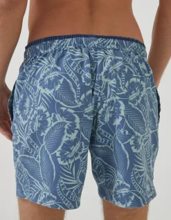 FatFace Trevose Palm Print Swim Shorts Washed Blue Discount