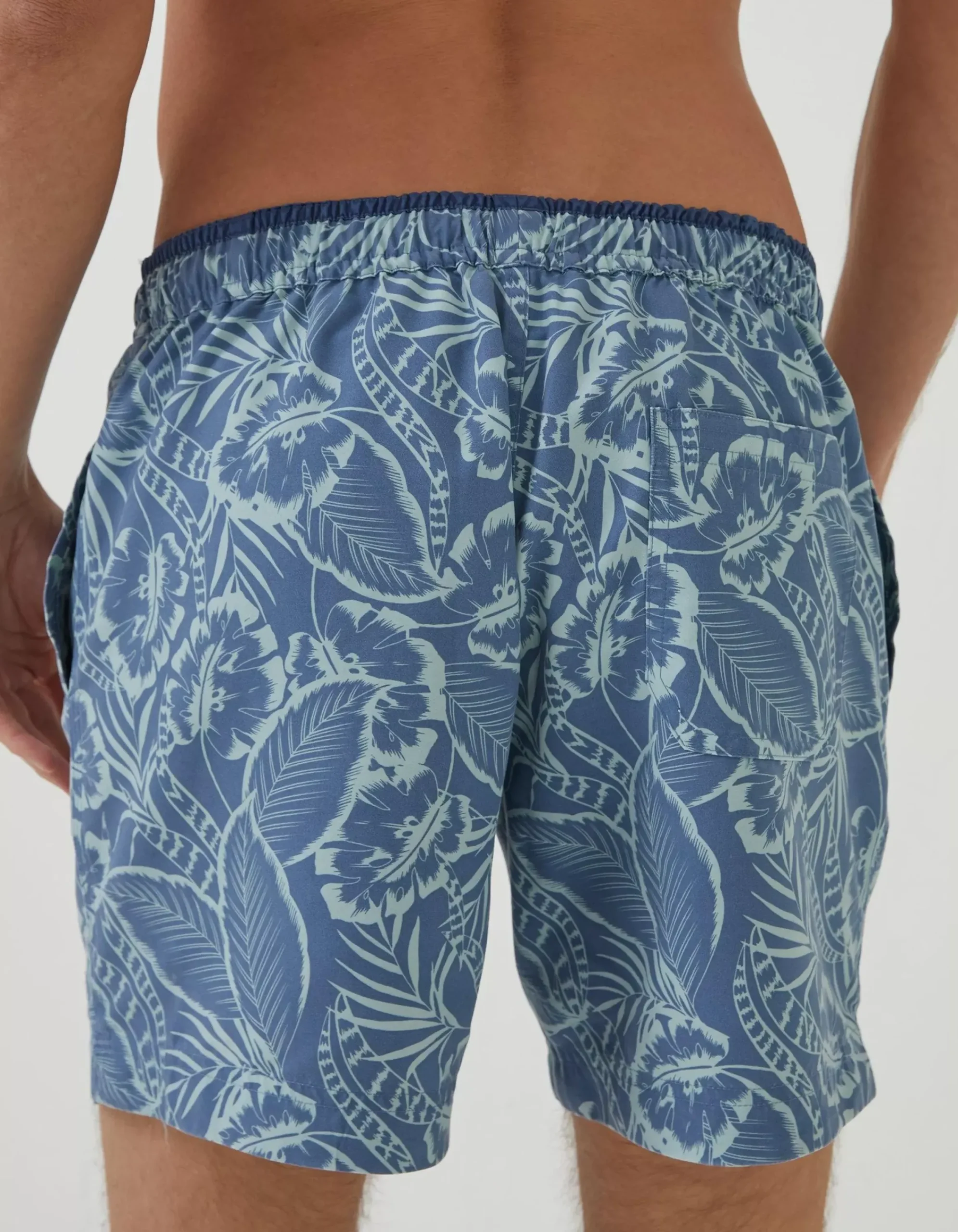 FatFace Trevose Palm Print Swim Shorts Washed Blue Discount