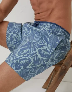 FatFace Trevose Palm Print Swim Shorts Washed Blue Discount