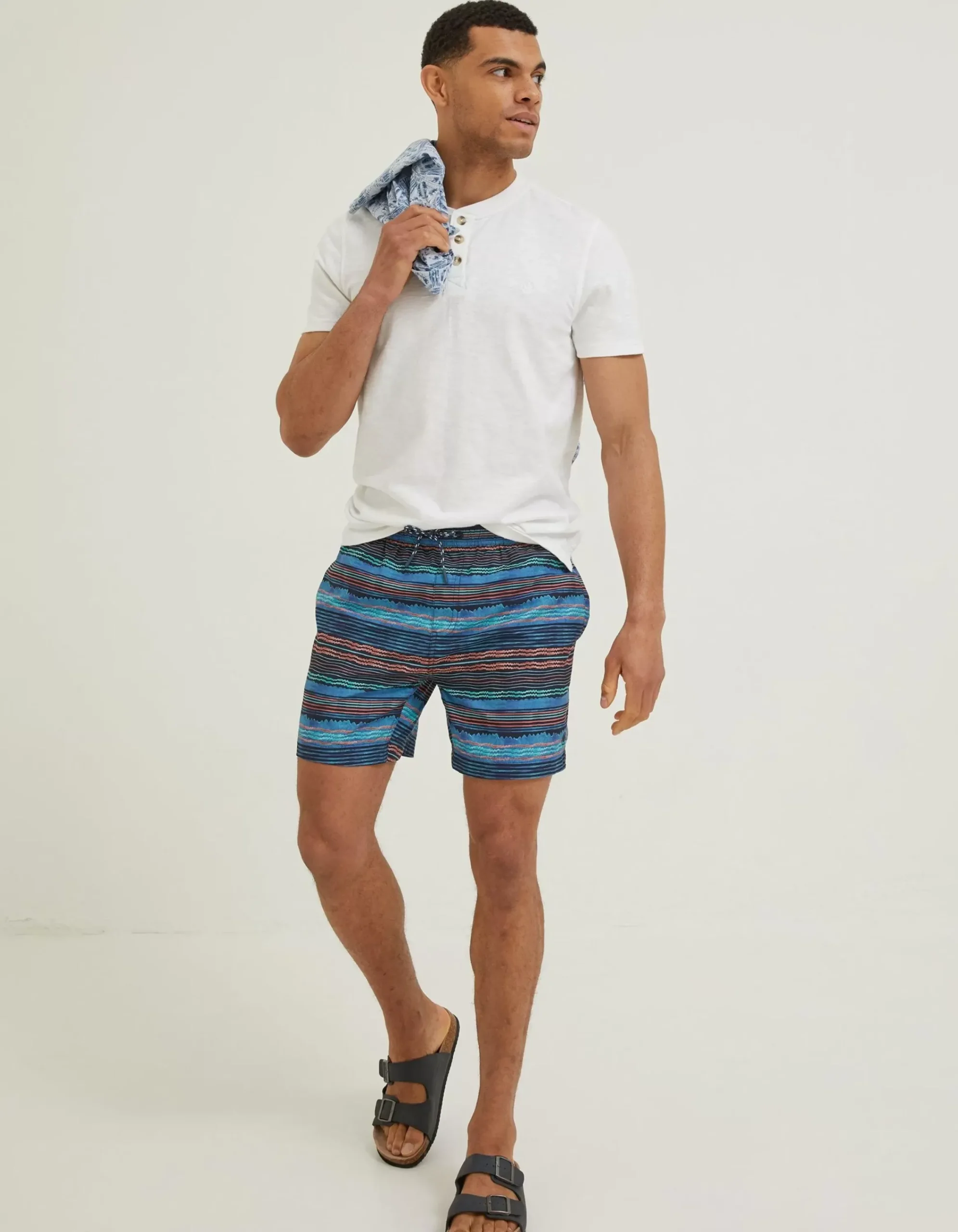 FatFace Trevose Scribble Swim Shorts Navy Sale