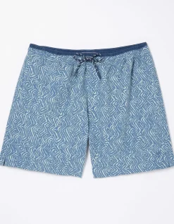 FatFace Trevose Tile Print Swim Shorts Washed Blue Hot