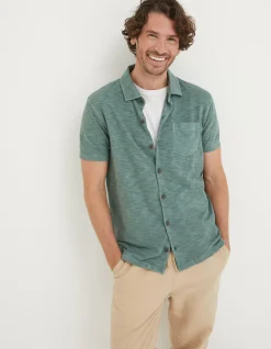 FatFace Truro Jersey Shirt Teal Green Sale