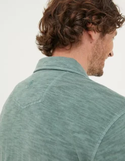 FatFace Truro Jersey Shirt Teal Green Sale