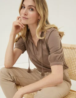 FatFace Tula Notch Top Light Brown Sale