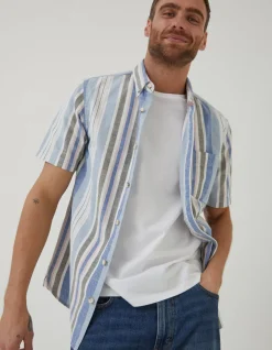 FatFace Tynemouth Stripe Shirt Chamb Blue Discount