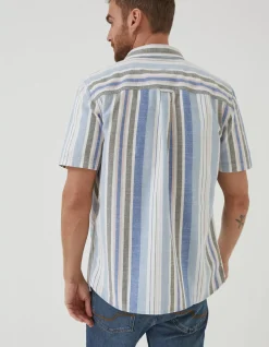 FatFace Tynemouth Stripe Shirt Chamb Blue Discount
