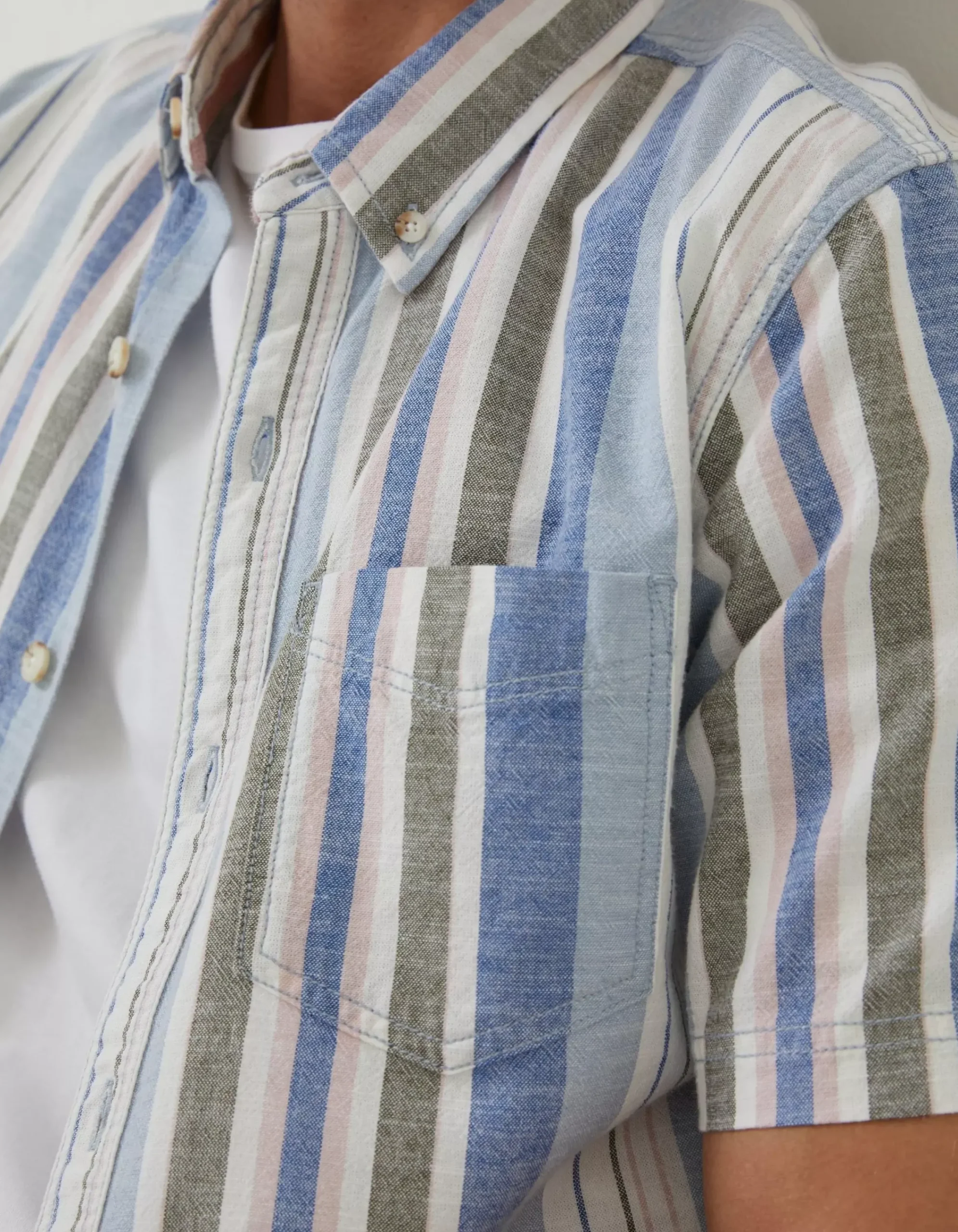 FatFace Tynemouth Stripe Shirt Chamb Blue Discount