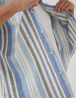 FatFace Tynemouth Stripe Shirt Chamb Blue Discount