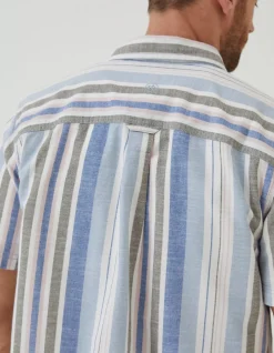 FatFace Tynemouth Stripe Shirt Chamb Blue Discount