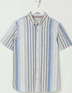 FatFace Tynemouth Stripe Shirt Chamb Blue Discount