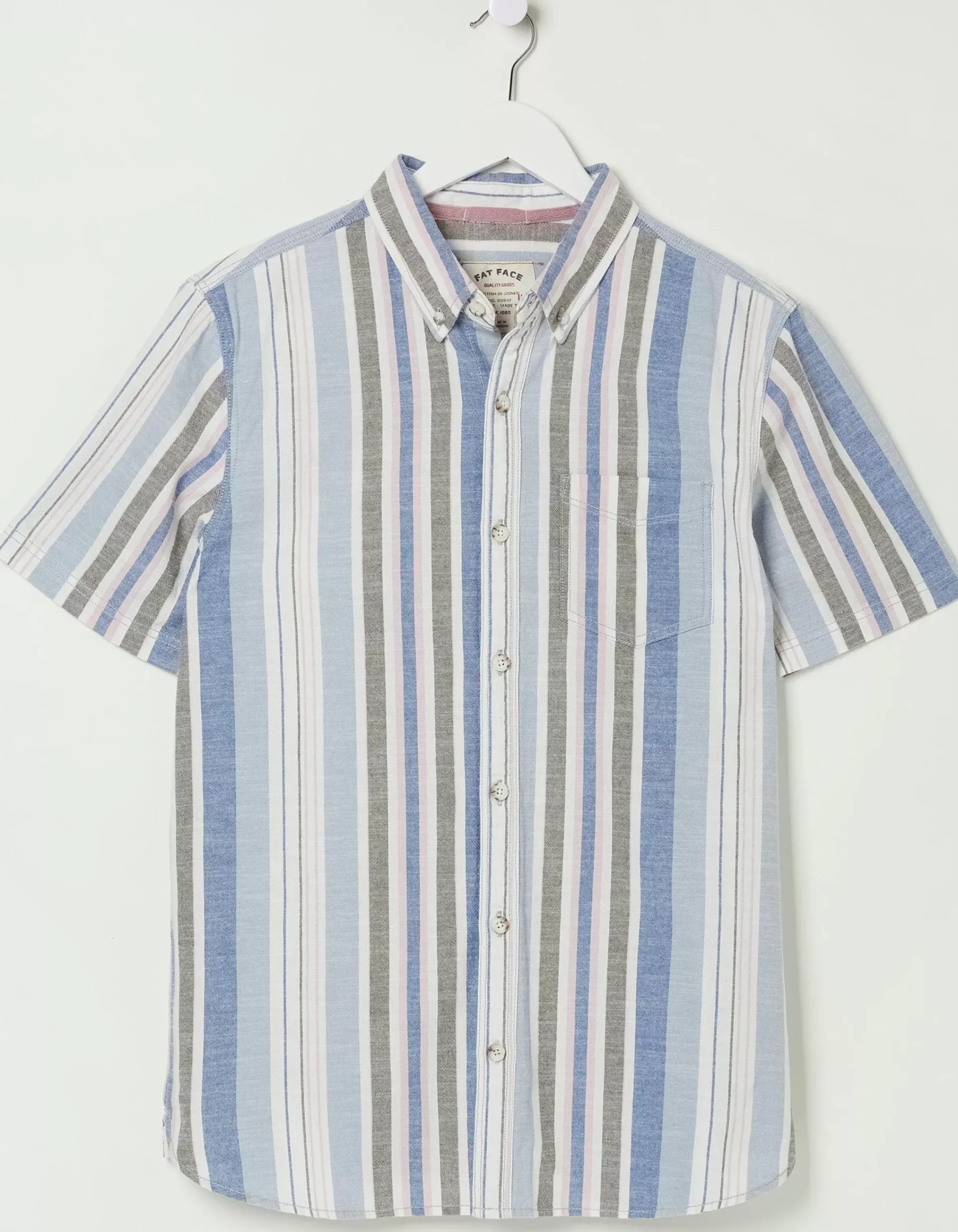 FatFace Tynemouth Stripe Shirt Chamb Blue Discount