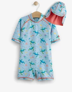 FatFace Under The Sea Sunsafe Swimsuit Set Blue Sale
