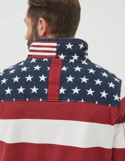 FatFace Usa Block Stripe Airlie Sweatshirt Red
