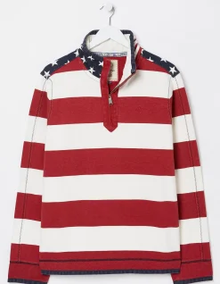 FatFace Usa Block Stripe Airlie Sweatshirt Red