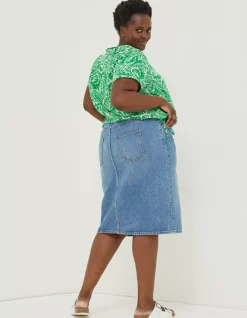 FatFace Val Leaf Linen Blend Shirt Bright Green Sale