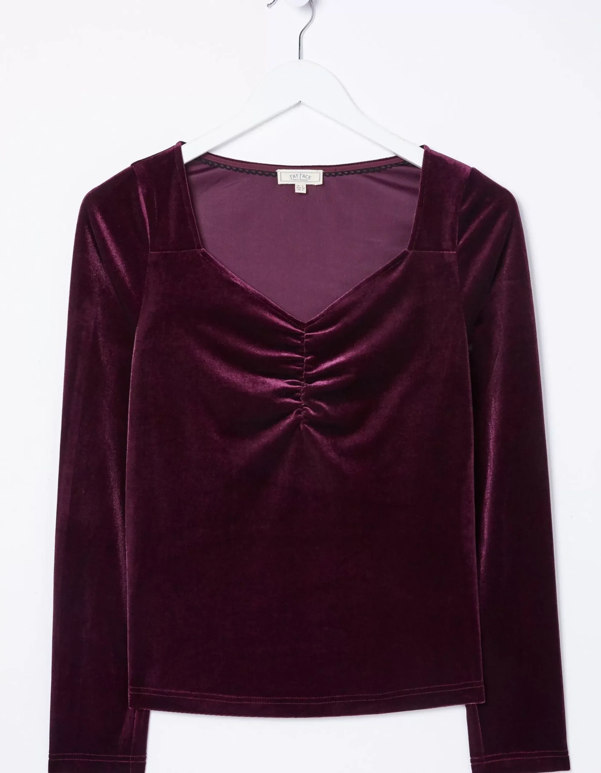 FatFace Valerie Velvet Top Plum Clearance