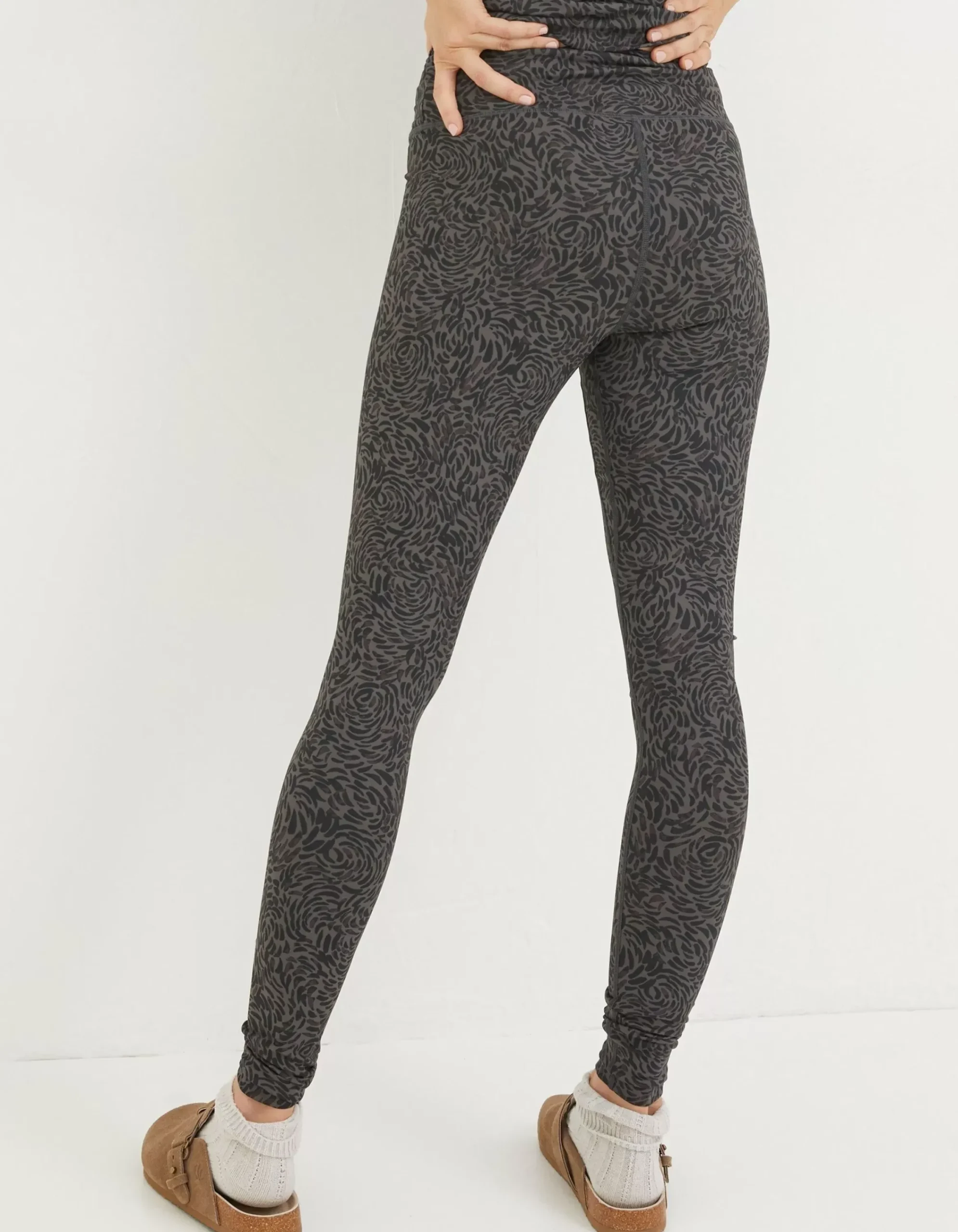 FatFace Venus Print Leggings Charcoal Grey Outlet