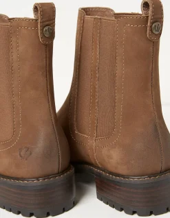 FatFace Verity High Ankle Chelsea Boot Tan New