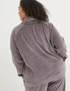 FatFace Verity Velvet Funnel Top Washed Purple Clearance