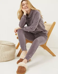FatFace Verity Velvet Jogger Washed Purple Outlet