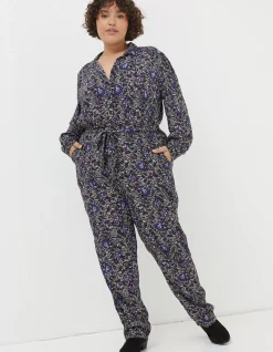 FatFace Vinnie Floral Jumpsuit Black