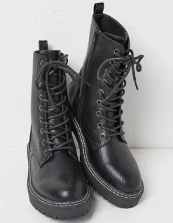 FatFace Violet Mid Chunky Lace Up Boot Black Sale
