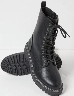 FatFace Violet Mid Chunky Lace Up Boot Black Sale