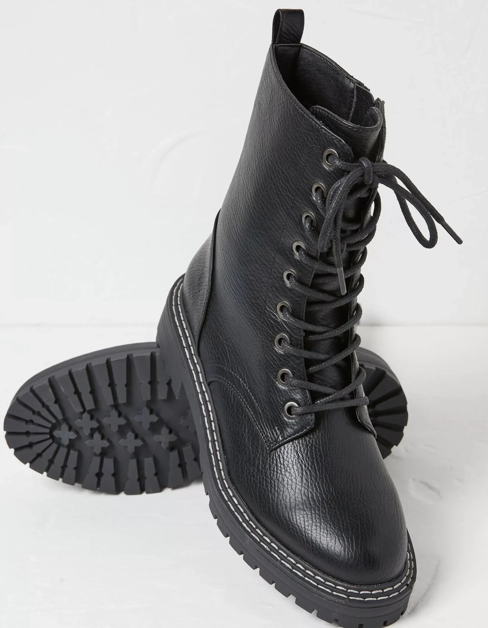 FatFace Violet Mid Chunky Lace Up Boot Black Sale