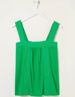 FatFace Viv Embroidered Cami Green Clearance