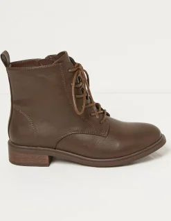 FatFace Vivi Lace Up Ankle Boots Chocolate Brown Online