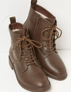 FatFace Vivi Lace Up Ankle Boots Chocolate Brown Online