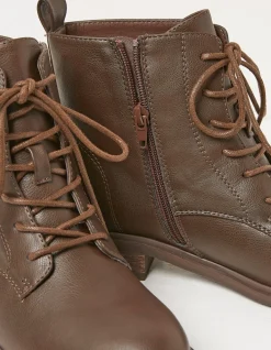 FatFace Vivi Lace Up Ankle Boots Chocolate Brown Online