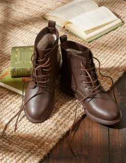 FatFace Vivi Lace Up Ankle Boots Chocolate Brown Online