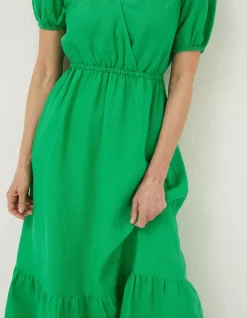 FatFace Vivvie Linen Midi Dress Bright Green Online