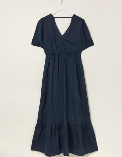 FatFace Vivvie Linen Midi Dress Navy Hot