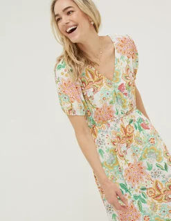 FatFace Vivvie Paradise Midi Dress Ivory Outlet