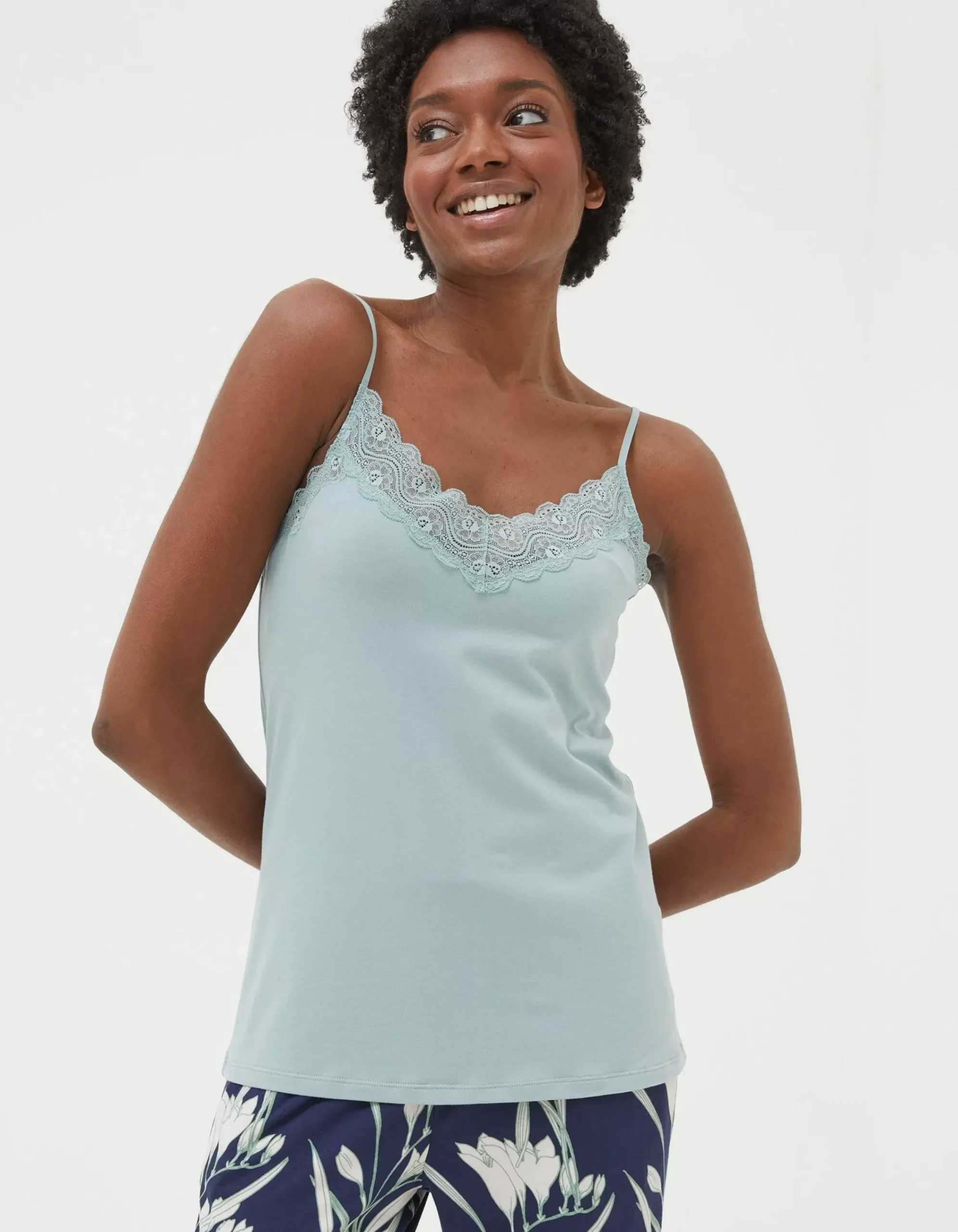 FatFace V-Neck Lace Vest Green Haze Hot