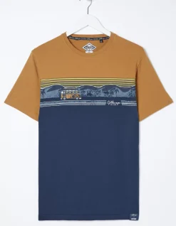FatFace Volkswagen Chest Stripe T-Shirt Tan Sale
