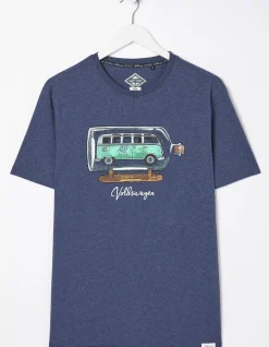 FatFace Vw Bottle Printed T-Shirt Navy Marl New