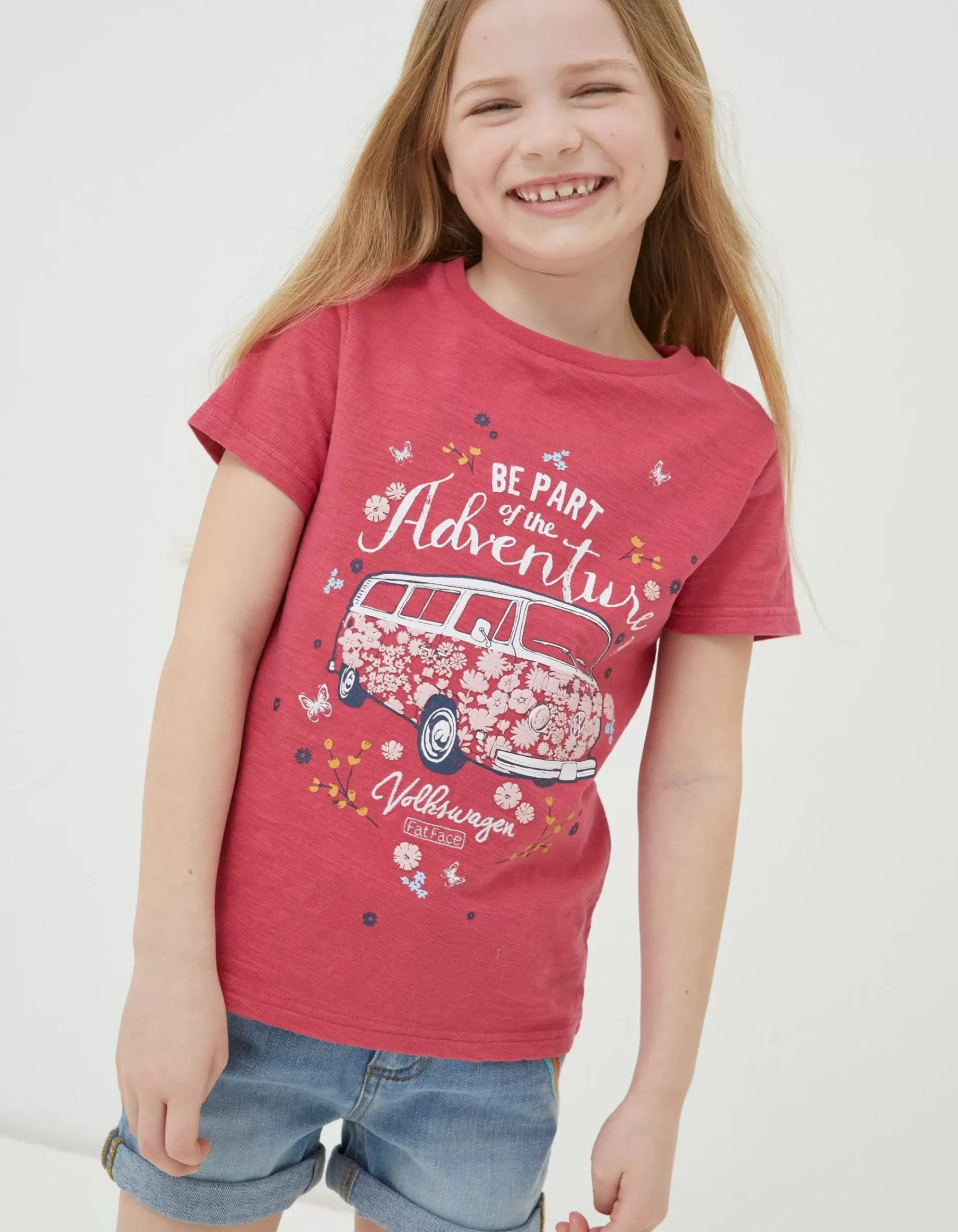 FatFace Vw Graphic Jersey T Shirt Raspberry Red Sale