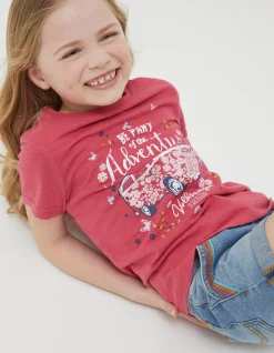 FatFace Vw Graphic Jersey T Shirt Raspberry Red Sale