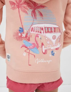 FatFace Vw Graphic Sweat Zip Through Hoodie Coral Pink Sale