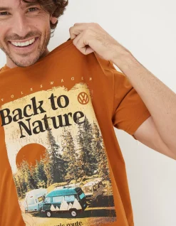 FatFace Vw Nature Photo T-Shirt Vintage Gold Clearance