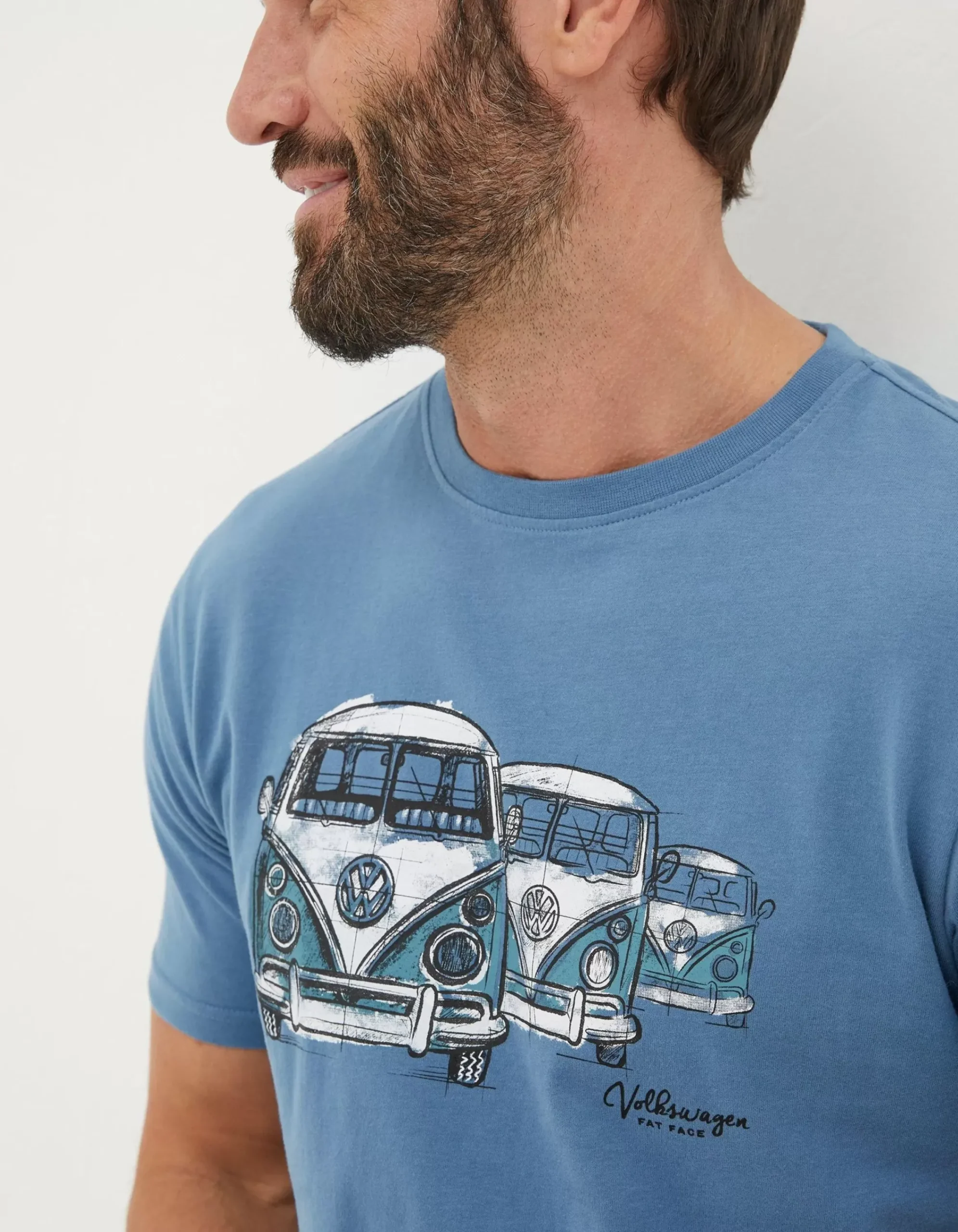 FatFace Vw Sketch T-Shirt Light Blue